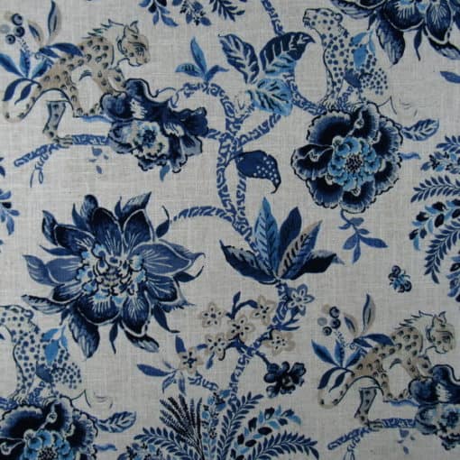 Colonial Williamsburg Braganza Ink navy floral print fabric