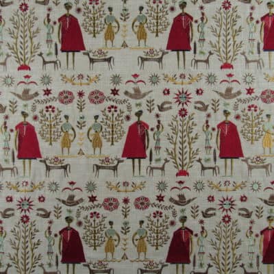 Hilary Farr Come Together Antique Red embroidery fabric