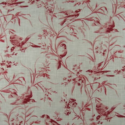 Fabricut Aviary Toile Rouge red bird print fabric