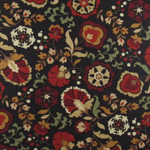 Belle Maison Daphne Harvest black floral print fabric