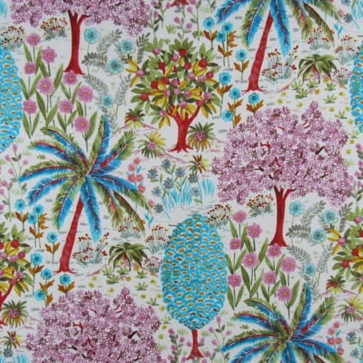 Trevi Fabrics Summerfield Multi tropical tree cotton print fabric