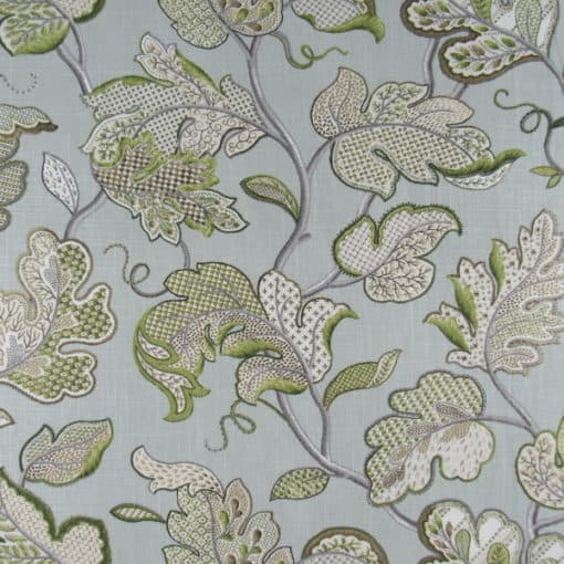 PKaufmann Fabrics Leaf Sampler Cloud floral linen blend print fabric