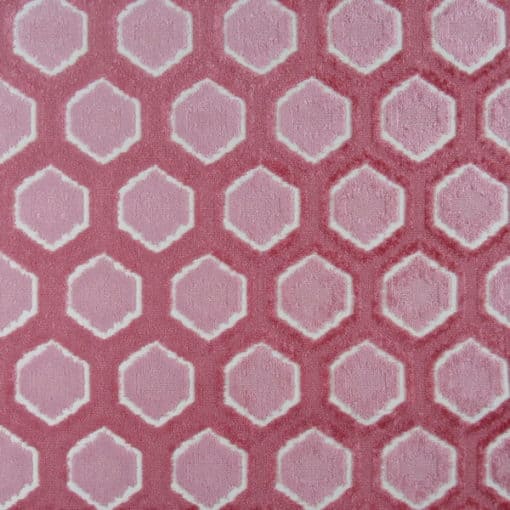 Hamilton Fabrics Ruggles Melon pink geometric cut velvet