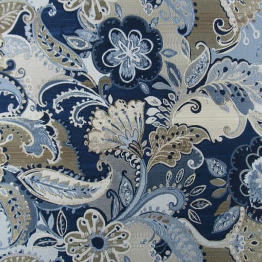 Richloom Fabrics Princeton Denim paisley floral upholstery fabric
