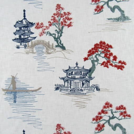 Trevi Fabrics Sampan Mandarin Asian design embroidery fabric