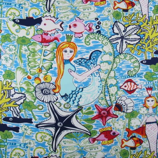 Covington Fabrics Mermaids Multi whimsical beach theme fabric printed on 100% cotton