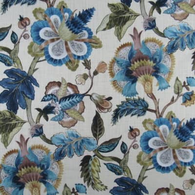 Hamilton Fabrics Coleman Linen blue floral cotton print fabric