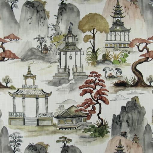 Hamilton Fabrics Nikko Antique chinoiserie design cotton print fabric