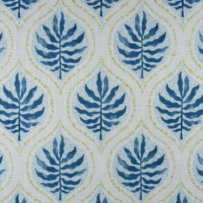 Trevi Fabrics Airlie Bluestone botanical ogee design in blue cotton print fabric