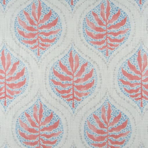 Trevi Fabrics Airlie Coral botanical ogee design in coral cotton print fabric