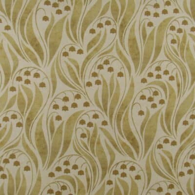 Trevi Fabrics Lily of The Valley Amber art nouveau style lily print fabric in gold