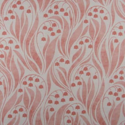 Trevi Fabrics Lily of The Valley Coral art nouveau lily print design in blush