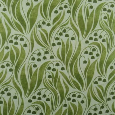 Trevi Fabrics Lily of The Valley Green art nouveau style lily print fabric in green