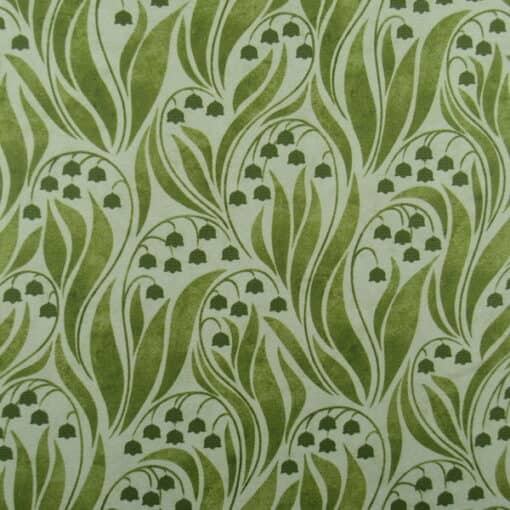 Trevi Fabrics Lily of The Valley Green art nouveau style lily print fabric in green