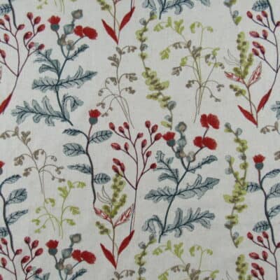 Trevi Fabrics Boscage Multi Embroidery with botanical design for upholstery drapery
