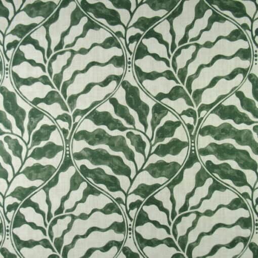 Trevi Fabrics Preen Emerald botanical leaf ogee design in green