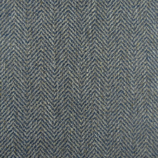 Mill Creek Fabrics Chev Sapphire with chevron herringbone design in blue and tan, durable polyester texture fabric for furniture upholstery. On Sale!
