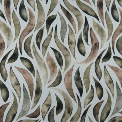 Trevi Fabrics Polina Earth with contemporary design in gray brown blush colors on off white background printed on 100% cotton fabric.