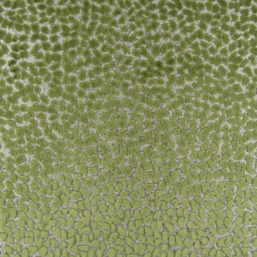 Covington Fabrics Jelly Beanz 25 Olive high quality cut velvet with contemporary animal skin design raised dots in green for upholstery, pillows, cushions.