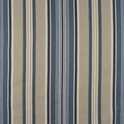 Mellow Stripe Navy Upholstery Fabric with navy blue and tan stripe for furniture upholstery, pillows, cushions. On Sale!