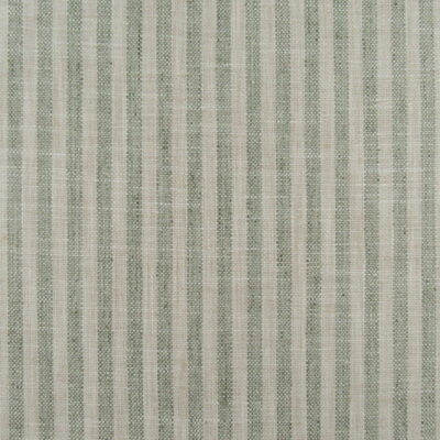 PKaufmann Fabrics Swift Aloe small stripe in green and beige, slub texture similar to raw silk and soft feel. Multi purpose fabric for upholstery drapery.