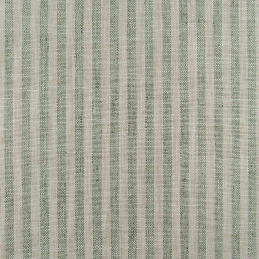 PKaufmann Fabrics Swift Aloe small stripe in green and beige, slub texture similar to raw silk and soft feel. Multi purpose fabric for upholstery drapery.