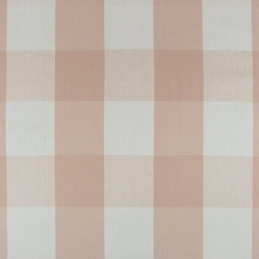 Covington Fabrics Big Check Blush large scale buffalo check in blush and white for furniture upholstery, drapery, bedding, cushions, pillows.