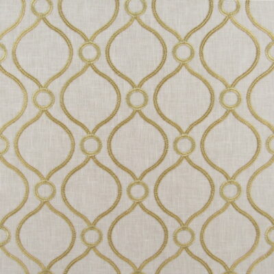 PK Lifestyles Curveball Gold Embroidery with oval and circle embroidery design in gold for upholstery drapery bedding pillows cushions.