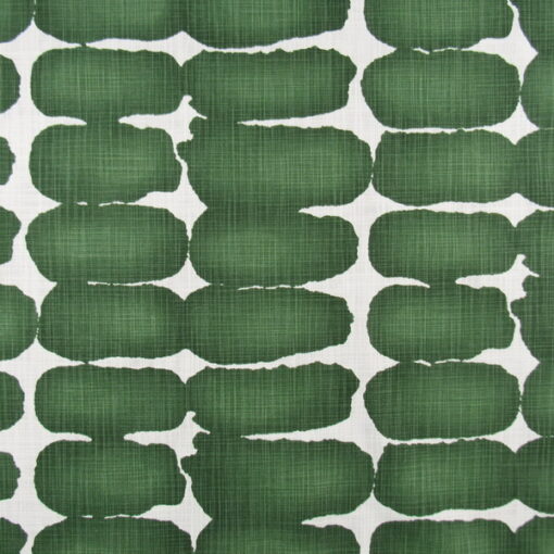 Premiere Prints Shibori Dot Pine geometric batik design in green with white background printed on cotton slub fabric for upholstery drapery bedding.