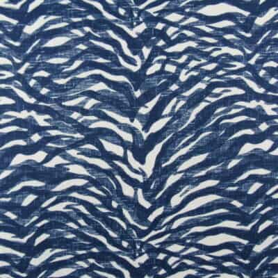 Trevi Fabrics Minx Nira with abstract skin influenced design in navy printed on 100% cotton for upholstery, drapery, bedding, cushions, pillows.