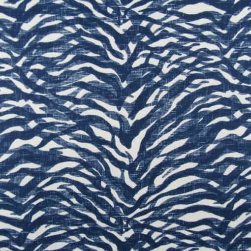 Trevi Fabrics Minx Nira with abstract skin influenced design in navy printed on 100% cotton for upholstery, drapery, bedding, cushions, pillows.