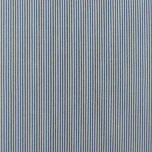 PKaufmann Laguna Ocean Ticking stripe in blue and beige, has a narrow stripe and woven in 100% polyester for drapery, bedding, upholstery, accent pillows, cushions, headboards and more.