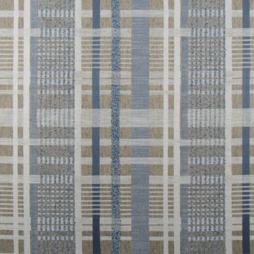 Hamilton Fabrics Inverness Lake a beautiful texture plaid in blue and tan, durable designer fabric for furniture upholstery, cushions, pillows.