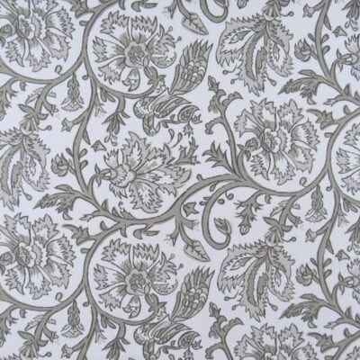 Lacefield Designs Aesha Taupe 100% cotton print fabric with taupe and off white floral design for upholstery, drapery, bedding, cushions, pillows. On Sale!