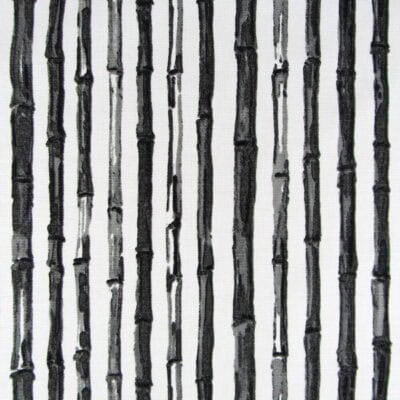 Lacefield Designs Bamboo Stripe Ink 100% cotton print fabric with bamboo design in black and white for upholstery, drapery, bedding, pillows. On Sale!