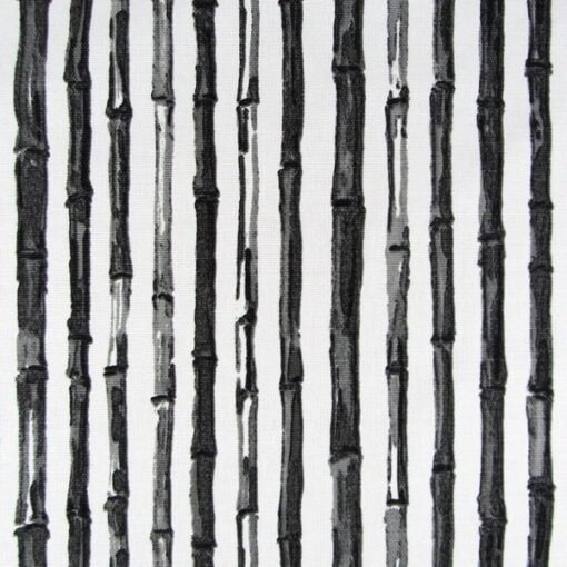 Lacefield Designs Bamboo Stripe Ink 100% cotton print fabric with bamboo design in black and white for upholstery, drapery, bedding, pillows. On Sale!
