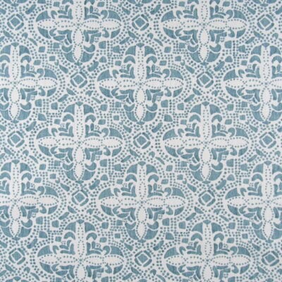 Lacefield Designs Sandoval Ariel 100% cotton print fabric with aqua and white geometric design for upholstery, drapery, bedding, cushions, pillows. On Sale!