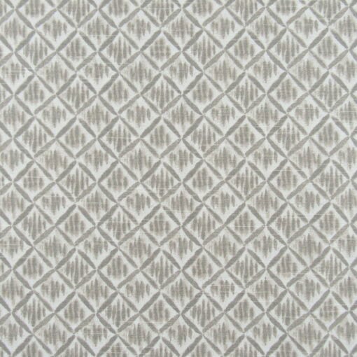 Lacefield Designs Kimono Heather small scale diamond design in taupe and off white. Linen rayon blend print fabric for upholstery, drapery. On Sale!
