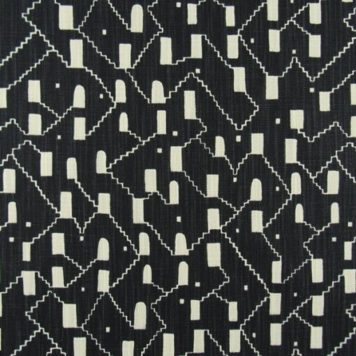 Lacefield Designs Tunisia Limestone 100% cotton print fabric with black and beige batik design for upholstery, drapery, bedding, cushions, pillows. On Sale!