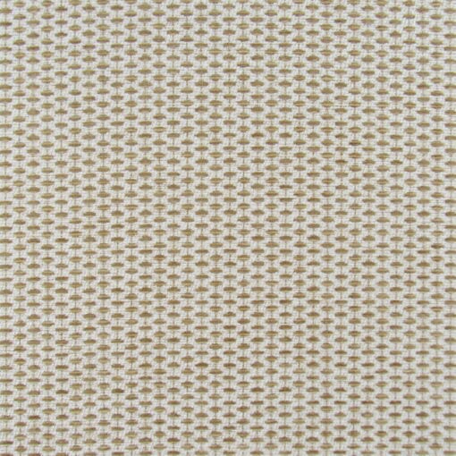 Crypton Home Miles Latte performance upholstery fabric with gold chenille dot on off white background that is durable and stain resistant.