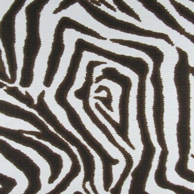 Lacefield Designs Zebra Ikat Brown Zebra design in brown and white printed on 100% cotton fabric for upholstery, drapery, bedding, cushions, pillows.