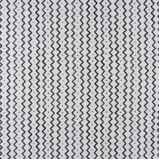 PKL Studios Trailing Charcoal with black ric rac design on off white background printed on 100% cotton fabric for upholstery, drapery, bedding, pillows, cushions. On Sale!