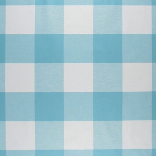 PKaufmann Fabrics Call Me Cabana aqua and white buffalo check 100% Cotton fabric that is durable for upholstery, pillows, drapery, pillows or bedding.