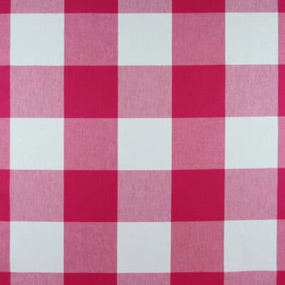 PKaufmann Fabrics Call Me Fuchsia pink and white buffalo check 100% Cotton fabric that is durable for upholstery, pillows, drapery, pillows or bedding.