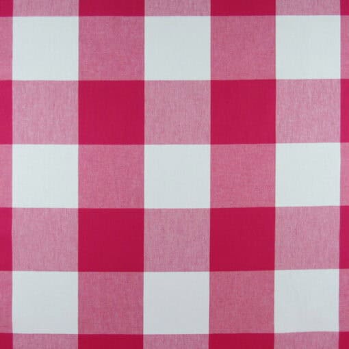 PKaufmann Fabrics Call Me Fuchsia pink and white buffalo check 100% Cotton fabric that is durable for upholstery, pillows, drapery, pillows or bedding.