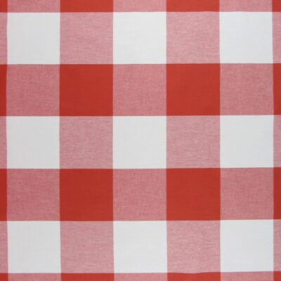 PKaufmann Fabrics Call Me Scarlet orange and white buffalo check 100% Cotton fabric that is durable for upholstery, pillows, drapery, pillows or bedding.