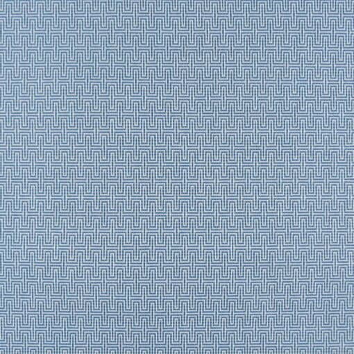 Covington Outdoor Detour 512 Capri Blue small geometric design in blue and white for indoor or outdoor applications. Suitable for upholstery, patio cushions, pillows and any other outdoor project you have.