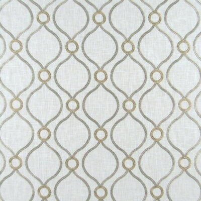 PK Lifestyles Curveball Smoke Embroidery with oval and circle embroidery design in off white for upholstery drapery bedding pillows cushions.