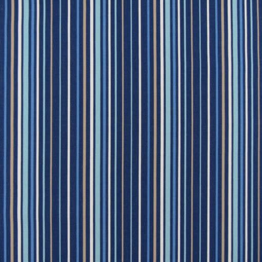 Outdura Donavan Crystal 5 Yard Remnant 100% solution dyed acrylic stripe in navy blue for outdoor patio cushions, pillows, furniture upholstery. 5 Yard Remnant for $50.00