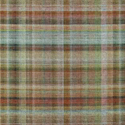 Hamilton Fabrics Rory Sunset multi color plaid texture with green, orange, rust, gold, aqua colors. Rory Sunset is a jacquard weave for upholstery, cushions, pillows
